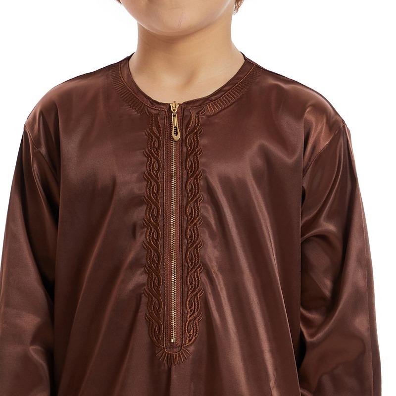 Muslim Saudi Arab Kids Boys Kaftan Robe Dishdasha Abaya Thobe Jubba Thoub Dress