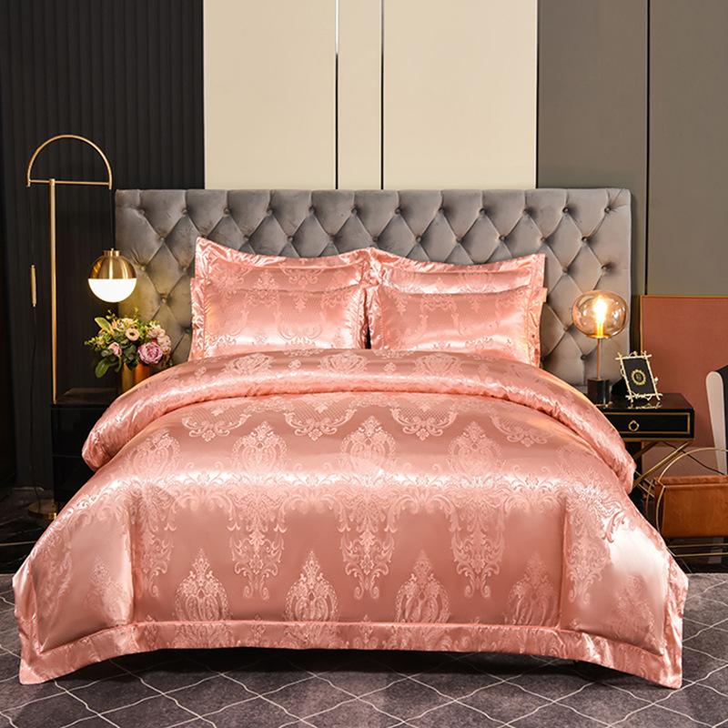 Европейский атласный жаккардовый пододеяльник, простыня, комплект из четырех предметов, комплект из трех предметов с вышивкой