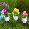 1 Set Mini Potted Plant Statue Eye-catching DIY Resin Micro Landscape Mini Flower Miniature Home Decor