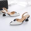 Women Sweet High Quality Pink Comfort European Stylish Bow Tie Square Heel Shoes Lady Classic Beige Summer Party Shoes