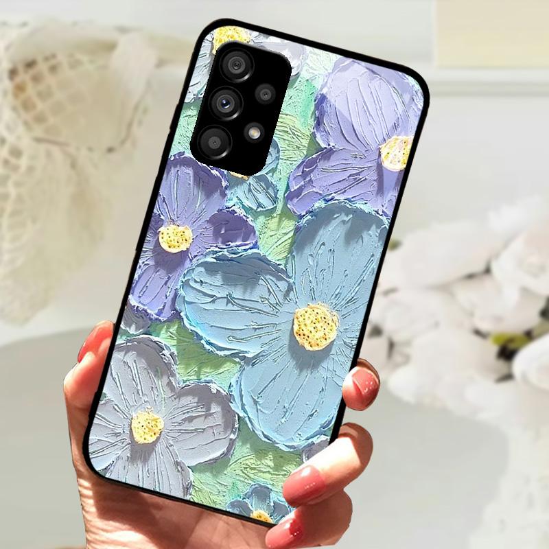 Стеклянный Чехол Для Samsung A13 A23 4G 5G Мультяшный Закаленный Стеклянный Чехол Для Телефона Для Galaxy A33 A53 A73 5G Жесткий ПК Стеклянный Защитный Чехол