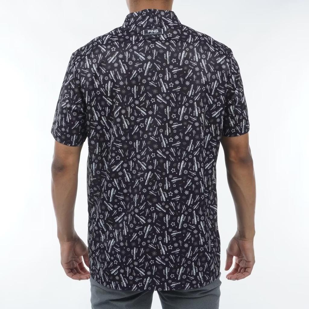 Ping Apparel Men's Short Sleeve High Neck Shirt (Moisture-Wicking, Quick-Drying, UV Protection) / Golf Undershirt / 621-4167303 010_Black, Size LL