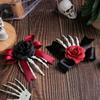 1pc Haunted Style Skeleton Hand Hair Clip Contrast Rose Bows Practical Plastic For Themed Dressing Up Event