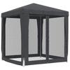 2x2 m Party Tent with 4 Mesh Side Walls Anthracite HDPE
