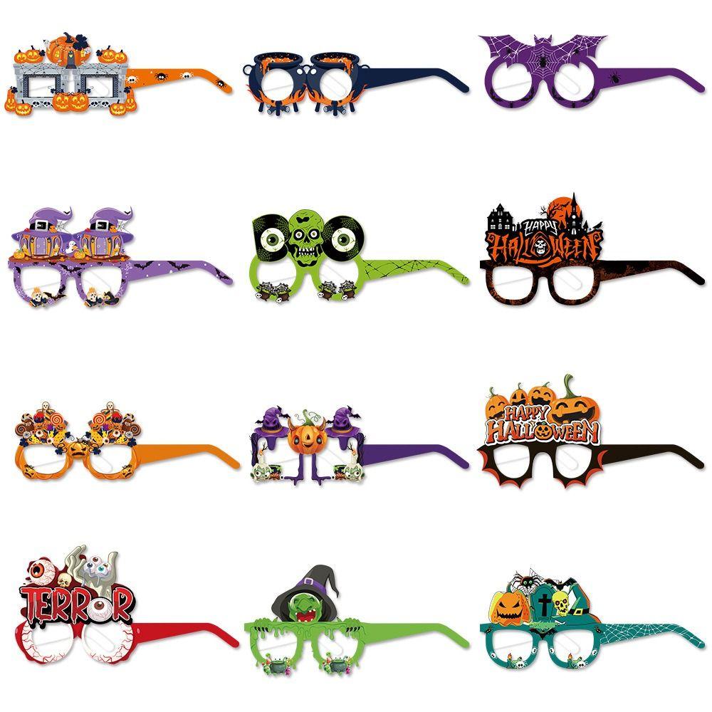 6pcs Pumpkin Halloween Funny Glasses Witch Hat Pumpkin Glasses  Photo Booth Props