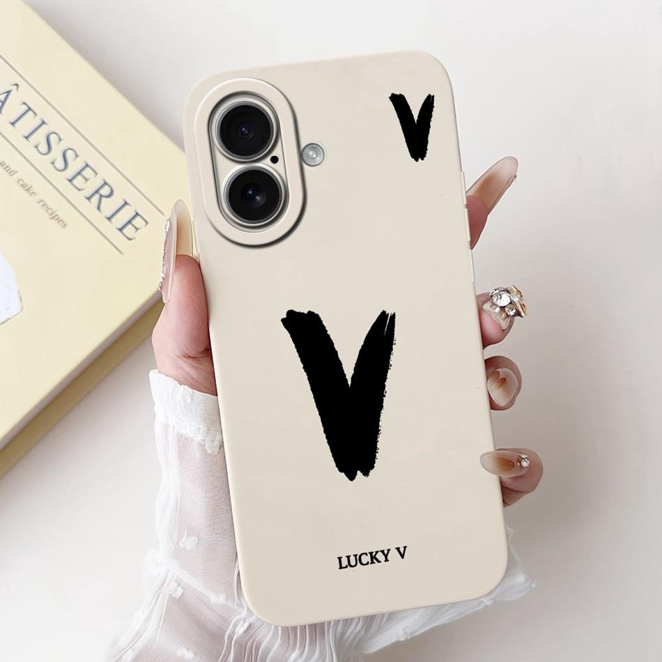 For iPhone 17 17Air Lucky Initial Letter Phone Case For iPhone17 17 Air Soft Silicone Shockproof Cases Bumpers