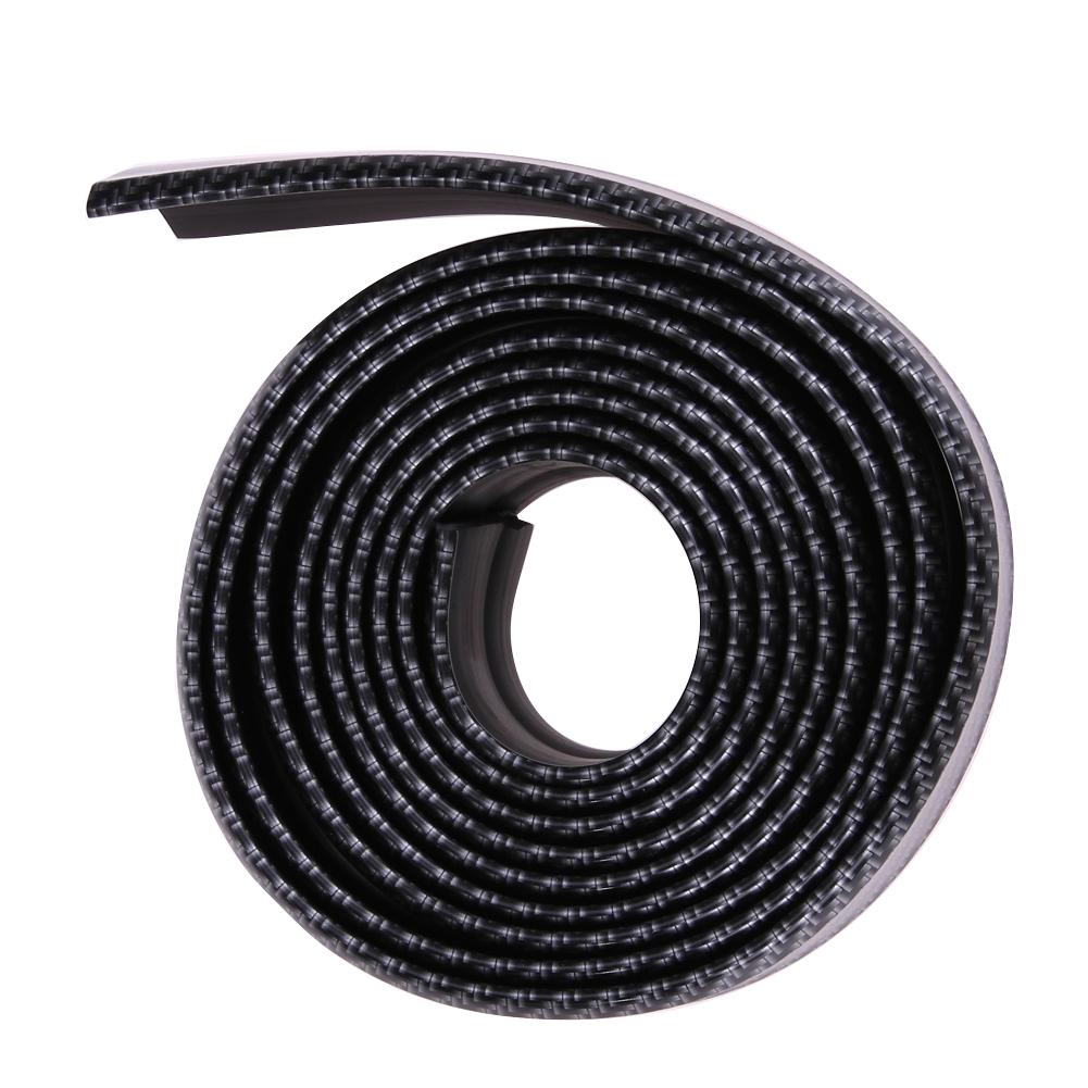 Универсальная черная мягкая автомобильная резиновая полоса из углеродного волокна, полоса на бампер, внешний бампер, передняя губа, автомобильная клейкая лента, прикрепленная для