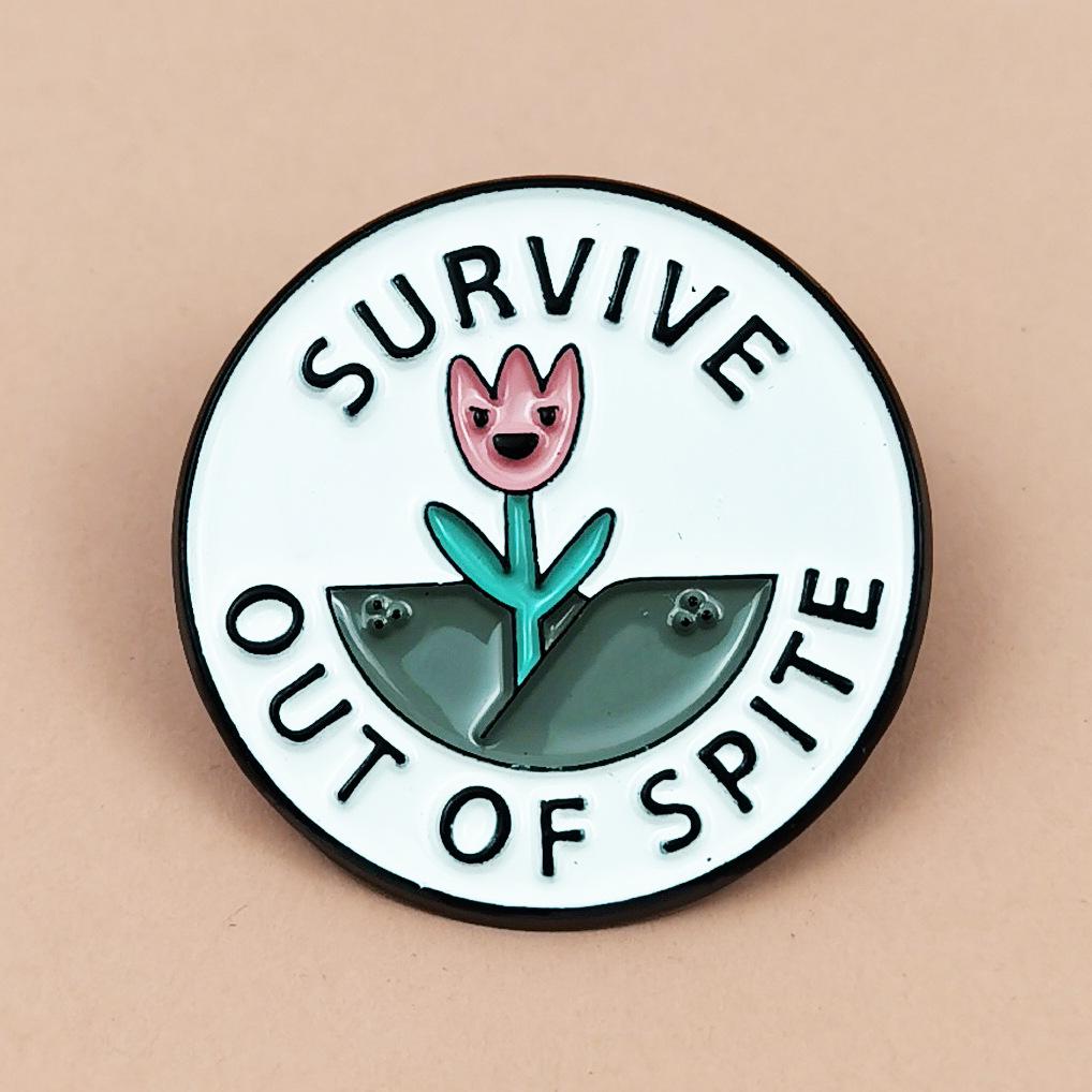 Smiling Flower Pattern Enamel Brooch - Cute Round Alloy Badge Ornament