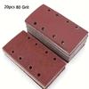 20pcs/set 185X93mm Flocked Sandpaper Sheets Assorted Grits Rectangular Shape 8-Hole Sandpaper Premium Flocked