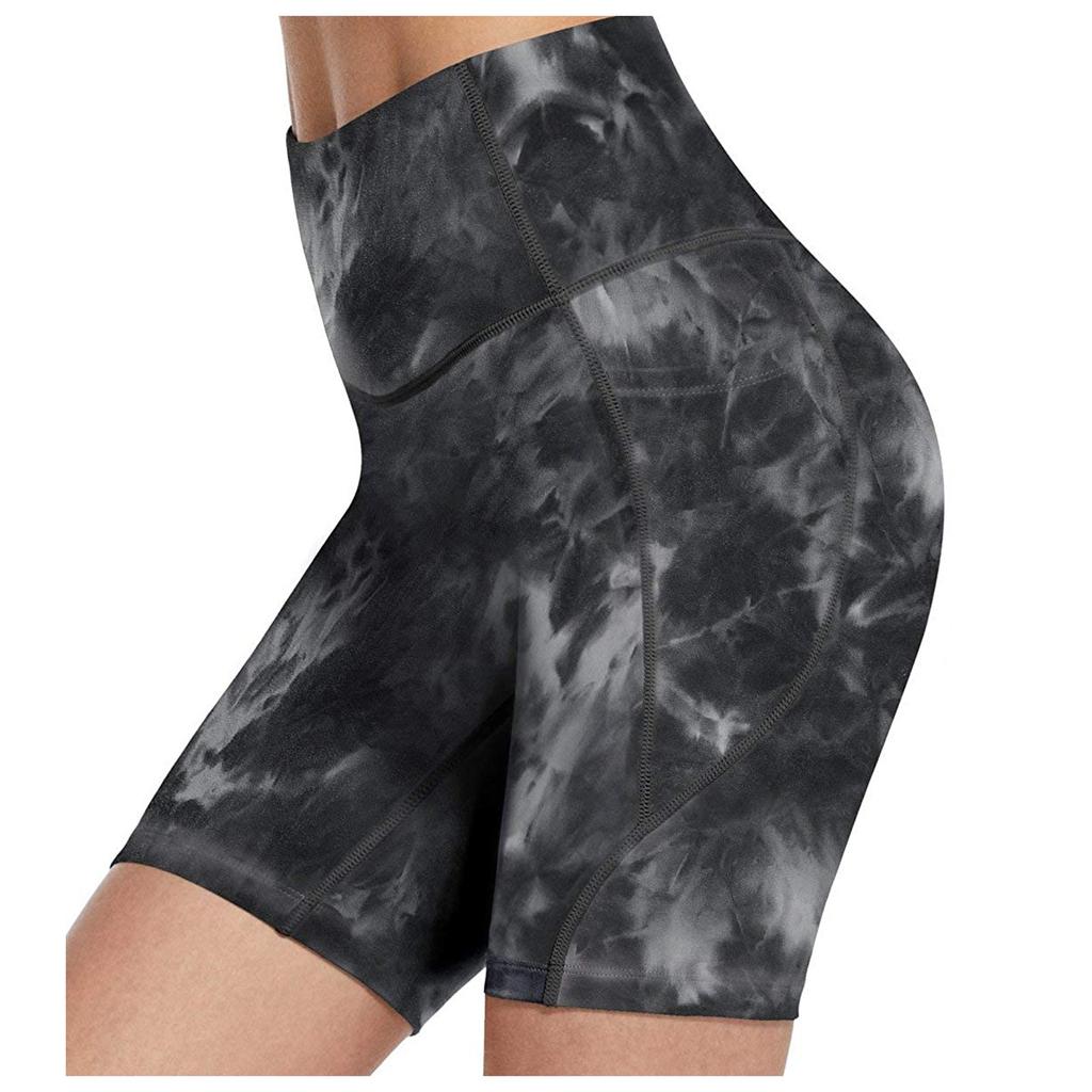 Женские шорты для йоги с высокой посадкой, облегающие, с эффектом подтяжки бедер, окрашенные методом печати