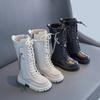 Children's Knight Boots 2024 New Spring & Autumn Long Boots Breathable Small Pockets with Chain Girls Catwalk Fashion Kids Boots