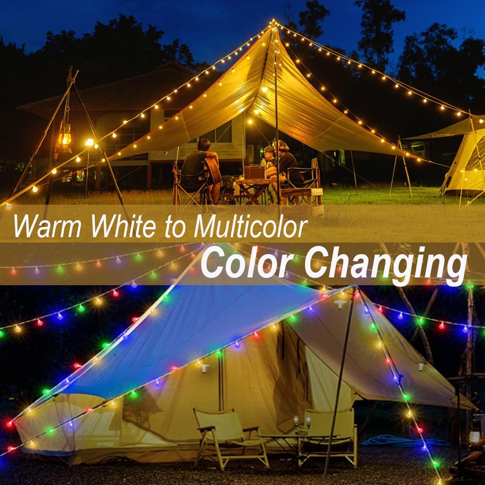 Mocalido 40ft Globe String Lights Battery Operated Outdoor, 80 LEDs Hanging Lights with Remote, Warm White & Multicolor Waterproof for Outside Indoor