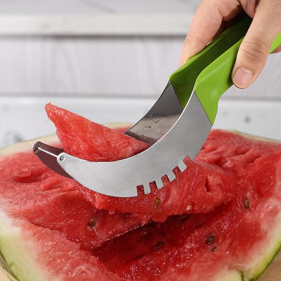 2 In 1 Watermelon Cutter Stainless Steel Effortless Fork Slicer Tool Dual Head Fruit Slicing Tool for Home Kitchen Gadget