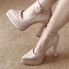 Fashion New Patent Leather One-Line Platform Mary Jane Shoes New Super High Heel Non-Tired Feet Block Heel High Heels
