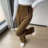 Winter High-waisted Trousers for Women with Button Closure Wide Leg Pants Casual Wear