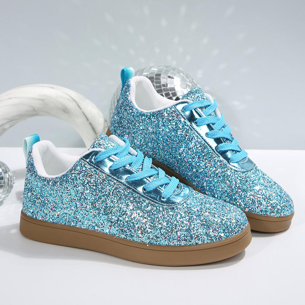 2025 Women's Sneakers Luxury Sequined Casual Shoes Outdoor Vulcanized Shoes for Women Lace Up Flats Zapatillas De Mujer