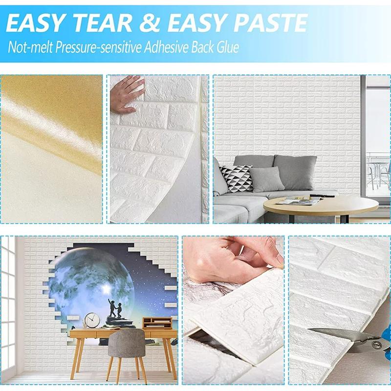 3D Наклейки на стену Самоклеящиеся Обои Противоударные Мягкие панели Украшение для спальни Влагостойкие Наклейки на стену 10 шт.