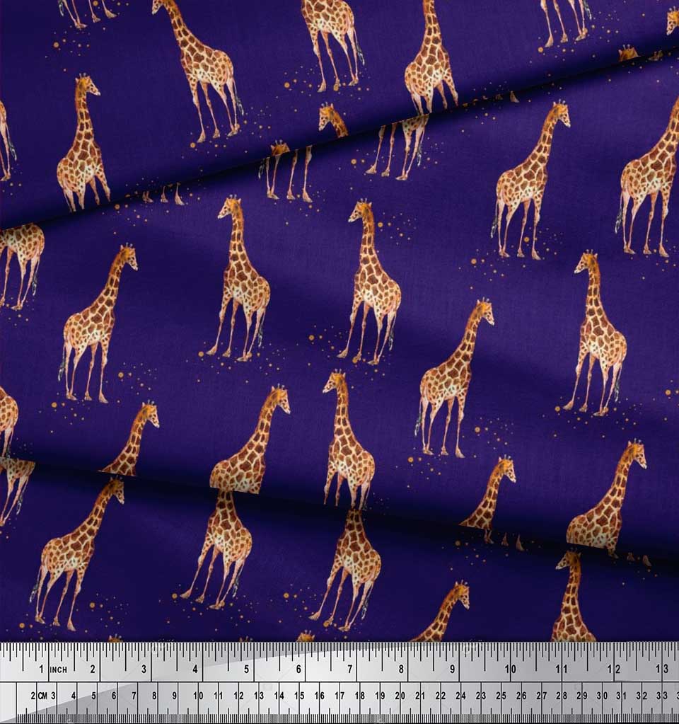 Soimoi Черная японская креп-сатиновая ткань в горошек и жираф с животным декором, ткань с принтом BTY, 42 дюйма