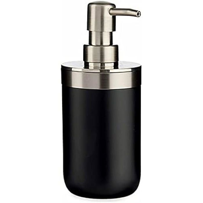 Distributeur de Savon - BERILO - Argenté Noir - Acier inoxydable - 350 ml - Design contemporain