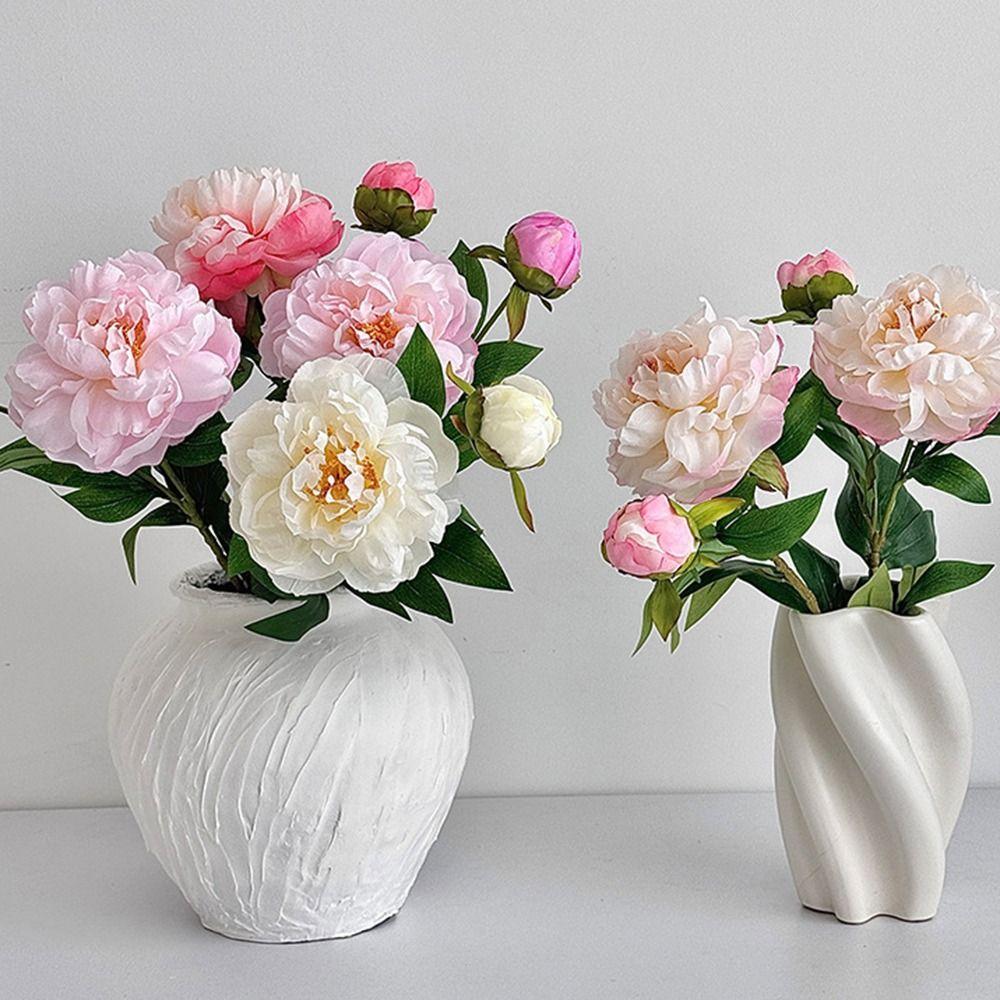 DIY 2 Head Artificial Peony Bouquet Silk Cloth Lifelike Peony Flower Bundle Artificial Flower Home Wedding Decoration