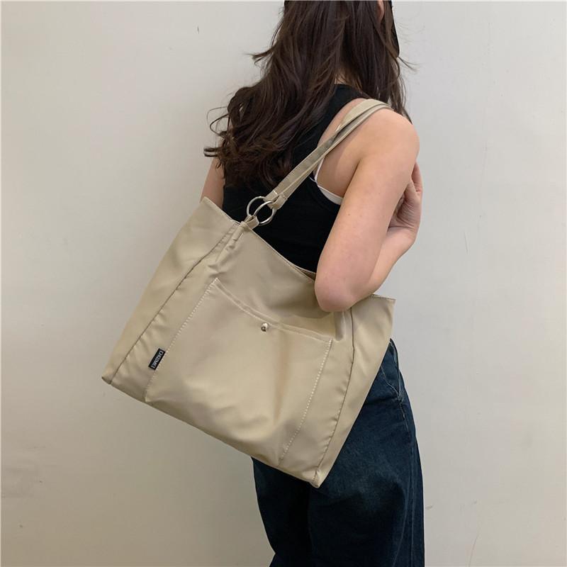 Холщовая сумка большой емкости, женская сумка на плечо, однотонная сумка-тоут
