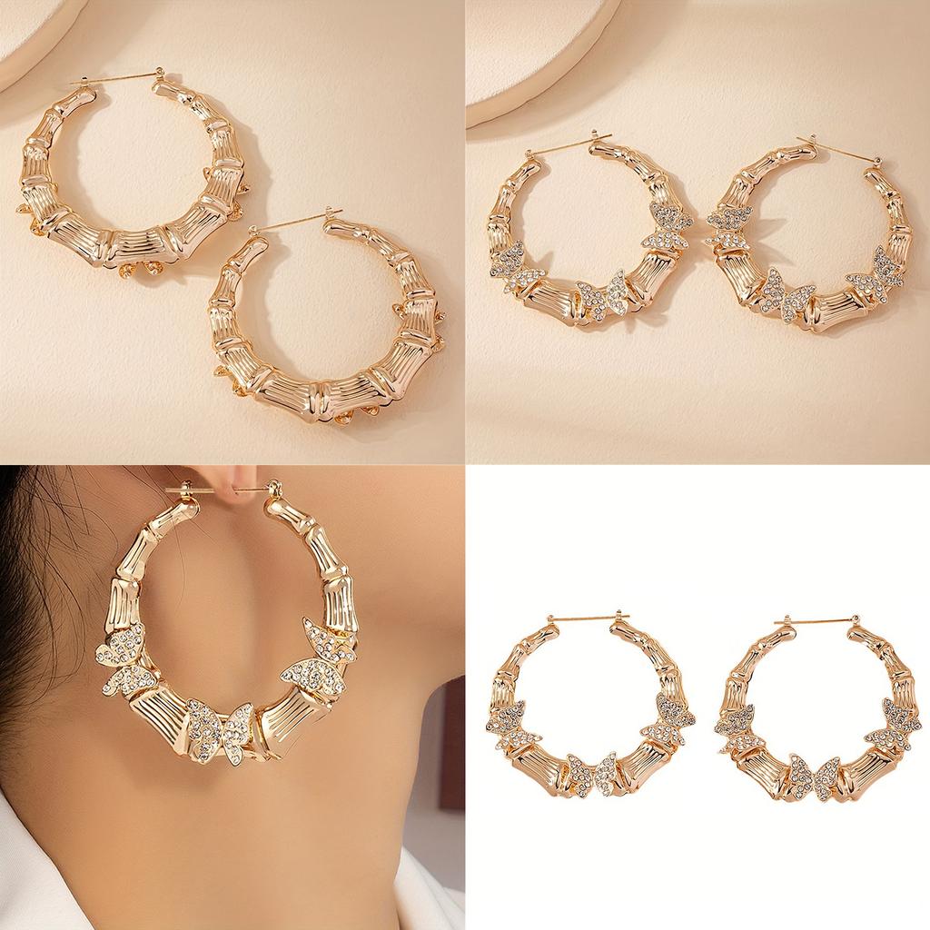 Stylish Butterfly Circle Earrings Drop Earrings Comfortable Ear Jewelry Alloy Texture Suitable for Daily and Party Wear