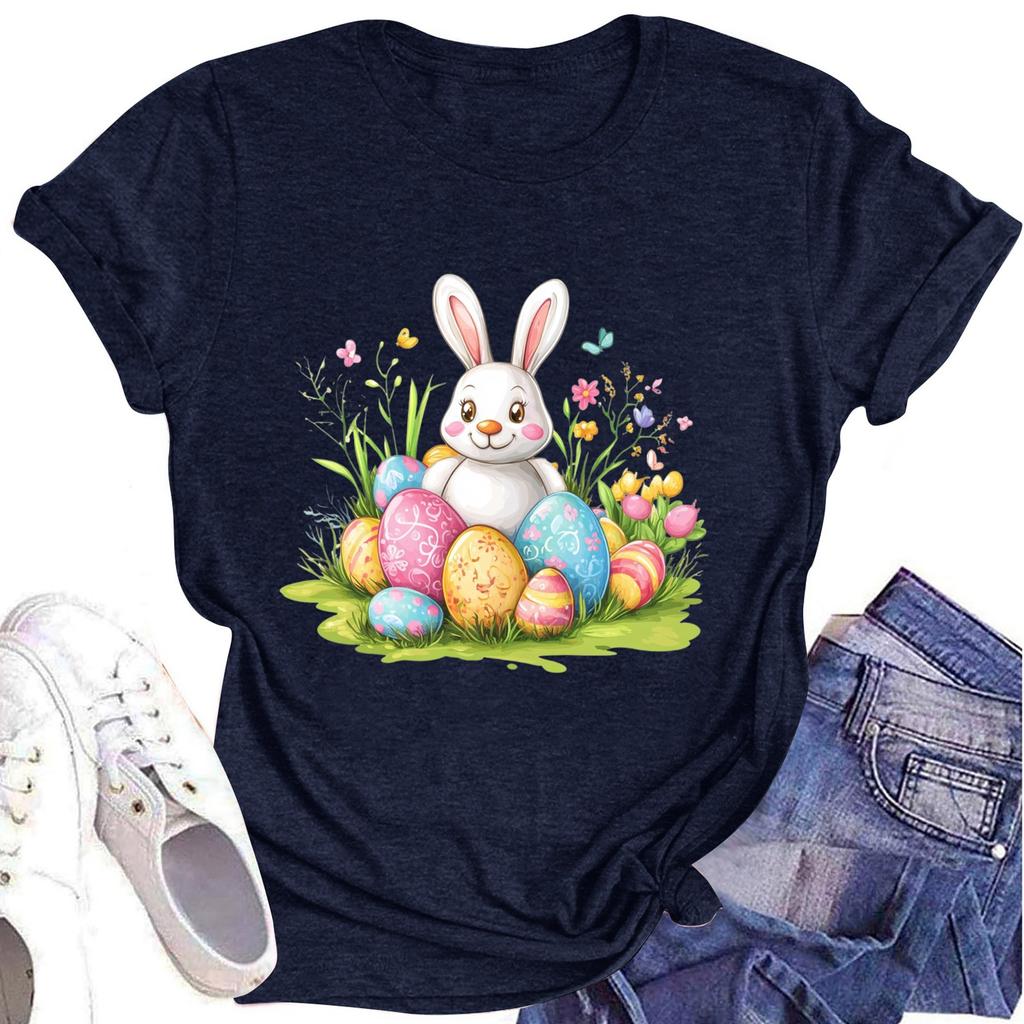 Women's Printed Round Neck Short-sleeved T-shirt Top