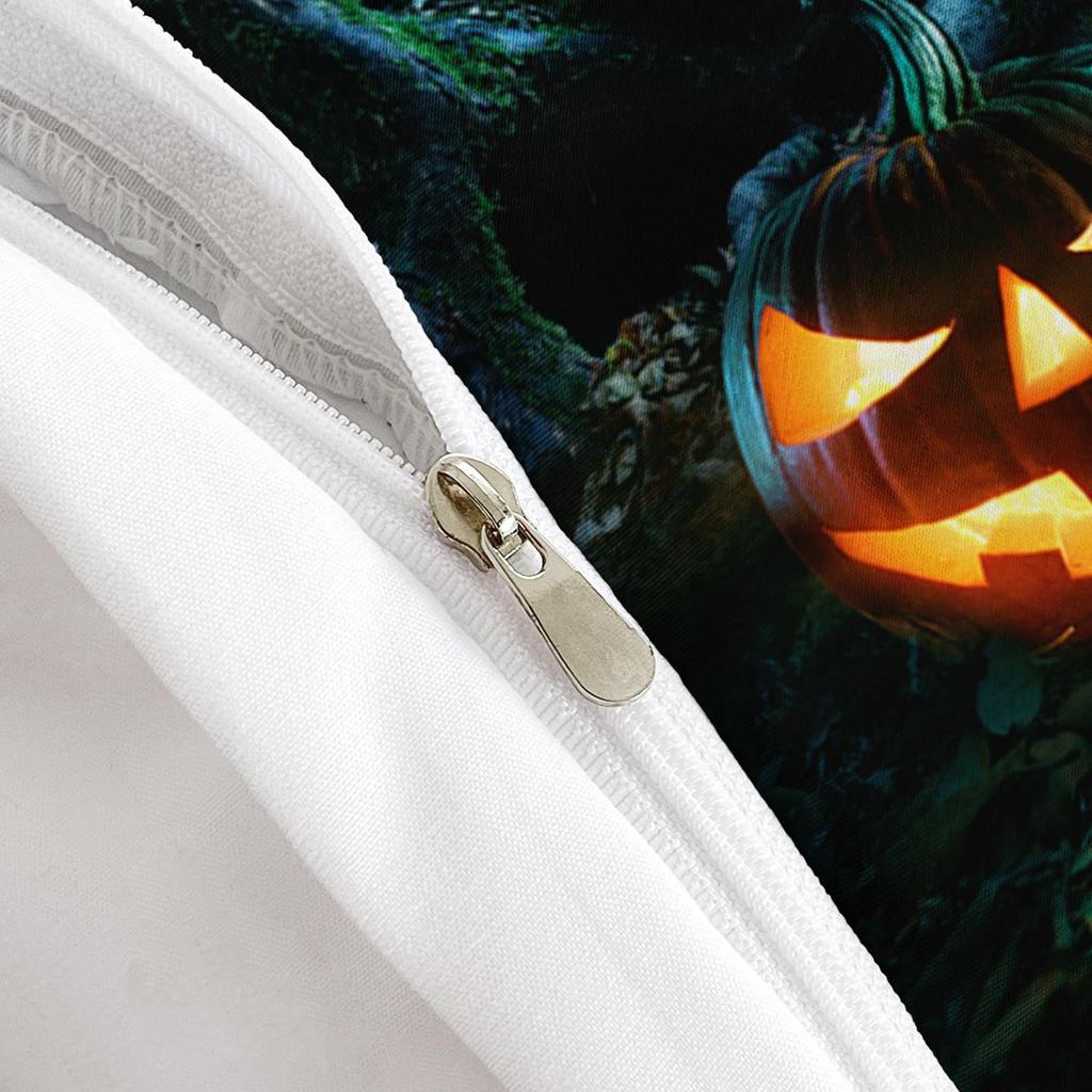 Three-Piece Quilt Cover Horror Pumpkin Goth Halloween Digital Print Sheets Bedding Home Textiles