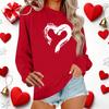 Женский повседневный пуловер с круглым вырезом и длинным рукавом с принтом ко Дню святого Валентина