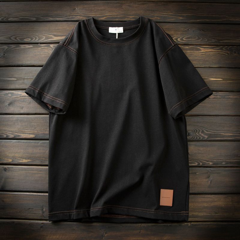 Good Reputation Product! Cabinet 289+! 230g Heavyweight Double Yarn High-Count Cotton Men's Summer Breathable Crew Neck Short-Sleeve T-Shirt
