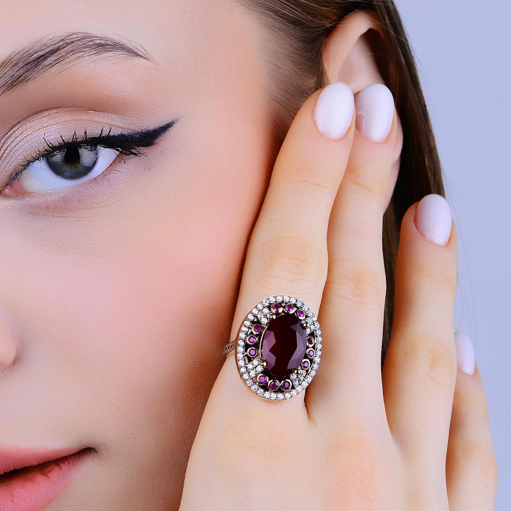 Роскошный комплект серебряных украшений с изумрудным камнем, османский дизайн, турецкие украшения ручной работы в винтажном стиле, уникальный комплект из серебра и бронзы