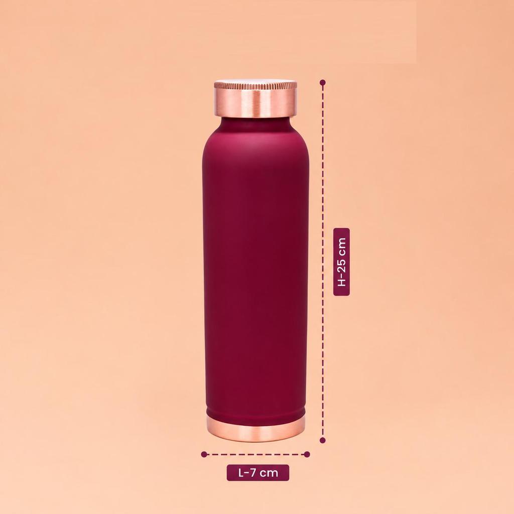 Copper Water Bottle for Travel Leak Proof and BPA Free, Office and Home Use, Ayurveda Inspired Bottle for Immunity Boost (1 Liter | Magenta)