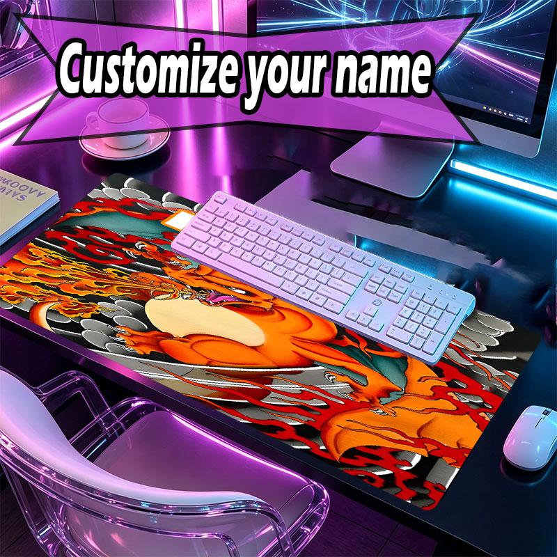 Custom Name Personalized Charizard VS Blastoise Pattern Mousepad, Laptop PC Desk Mat, Decorative Desk Mat for Home Keyboard Pad Gift