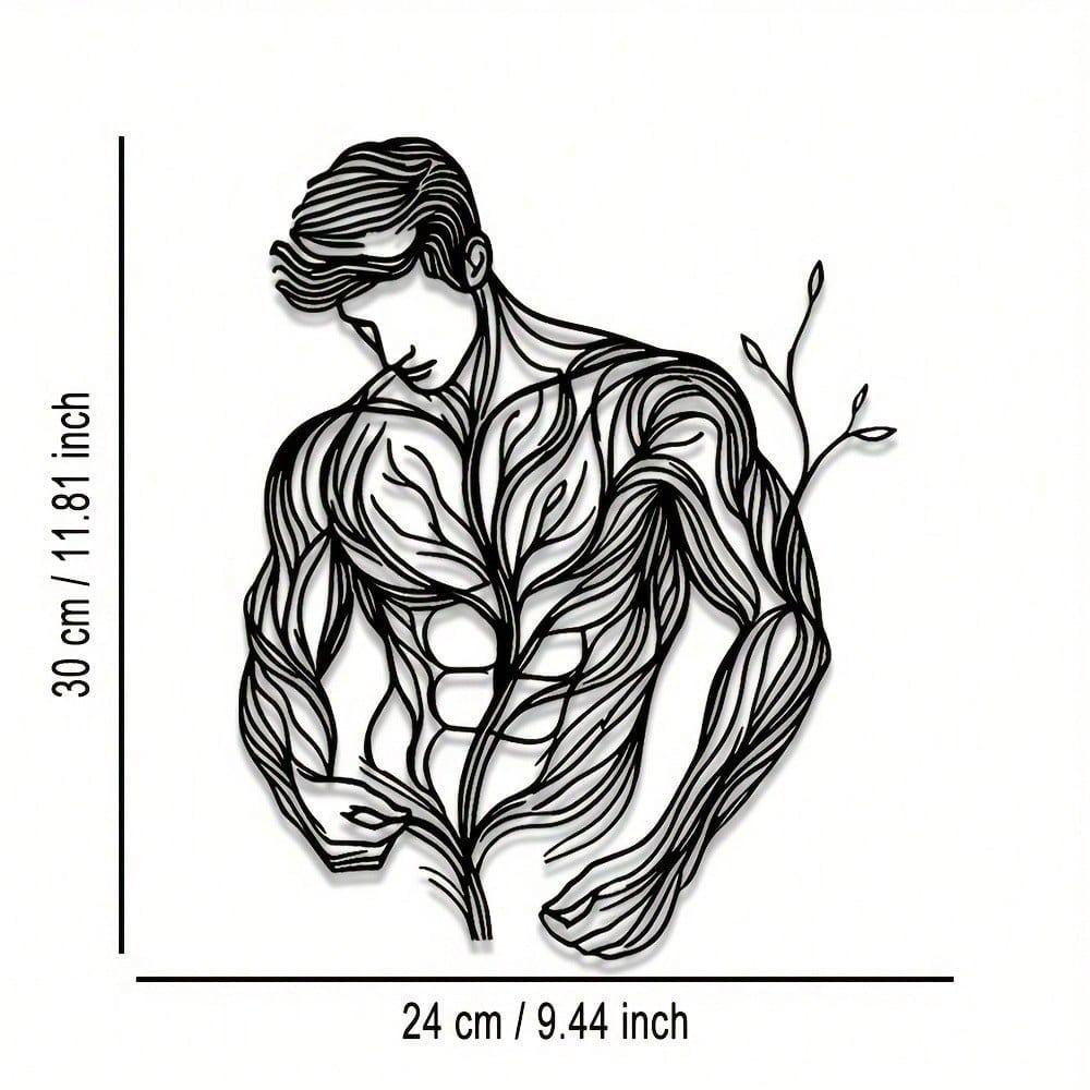 1pc Metal Wall Art, Line Drawing Floral Man, Abstract Art, Metal Sign. It Is Suitable For Home Decoration, Wall Decoration, And Room Decoration.