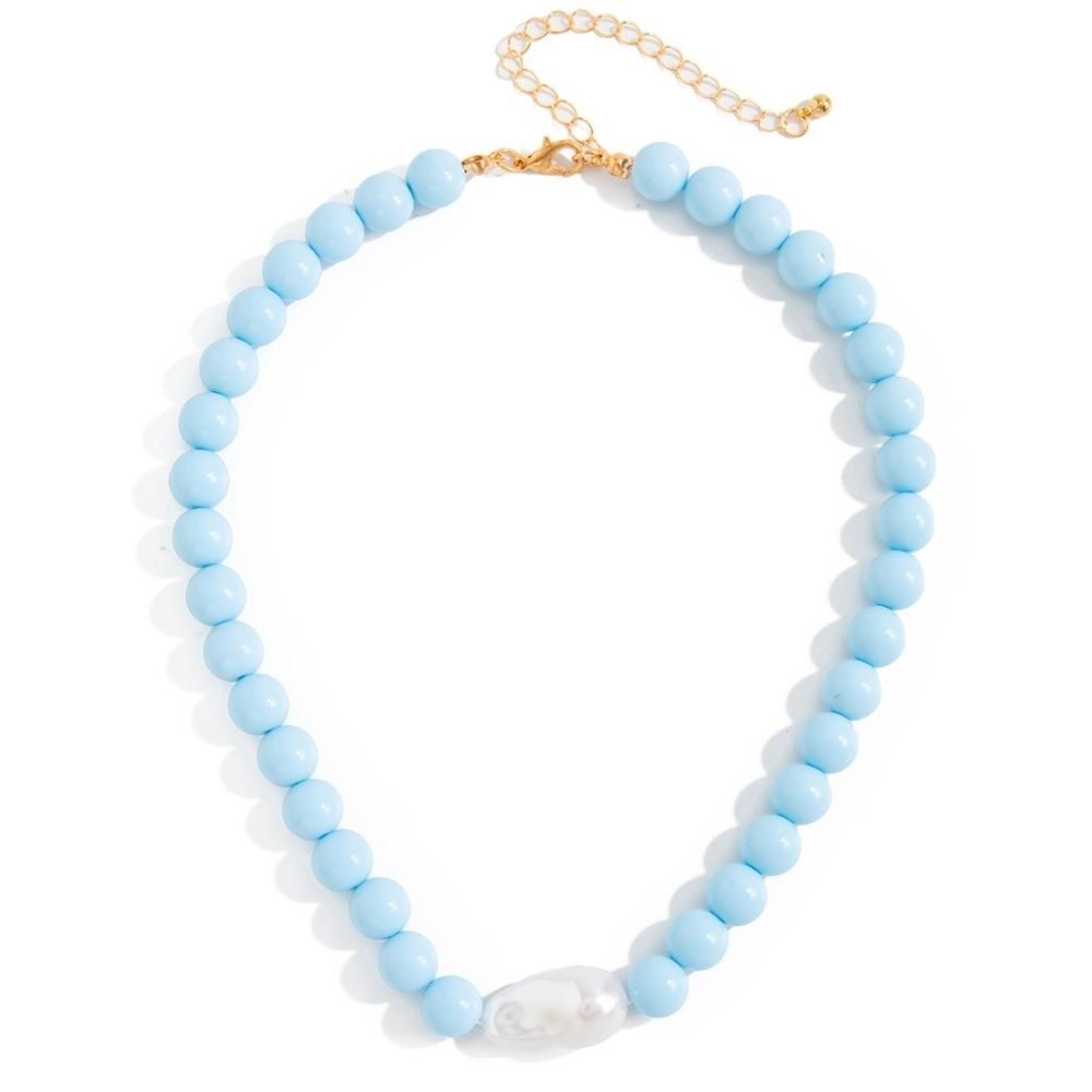 Round Imitation Pearl Pendant Necklaces Dopamine Color Colored Charms Jewelry Gifts