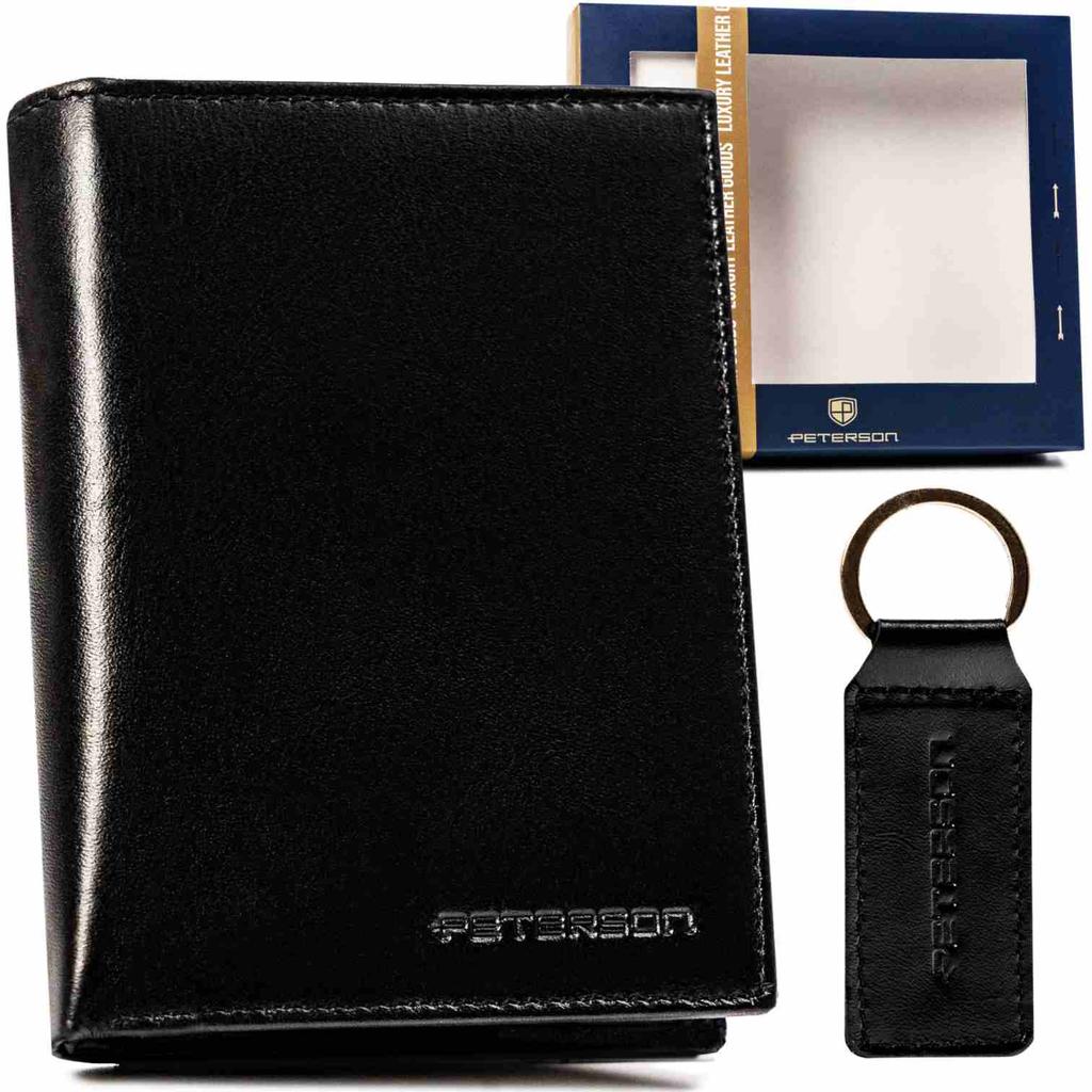 Gift Set: Men's Leather Wallet and Keychain - Peterson