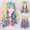 Парик для косплея Синтетический длинный цветной вьющийся парик для косплея Лолиты для девочек с двойными хвостиками и 1 шапочкой для парика