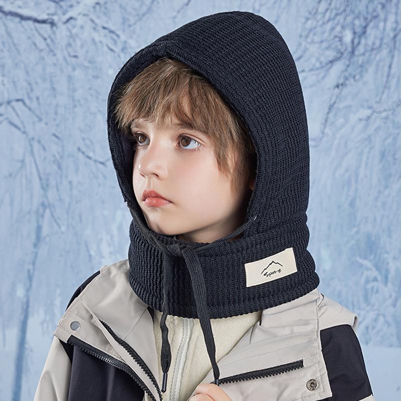 Детская шапка-маска, шарф, интегрированная шапка, зимняя, для мальчиков и девочек, утепленная, для защиты ушей, бархатная шапка-ушанка