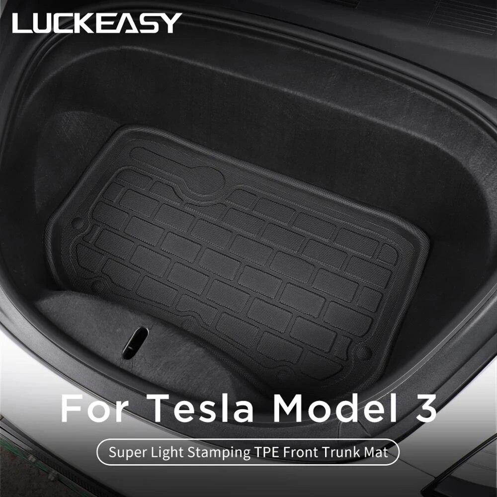 For Tesla Model 3 2017- TPE Custom Lower Trunk Mats All-Weather Waterproof And Wearable Mat Sub-Trunk Carpet (Piano Model)