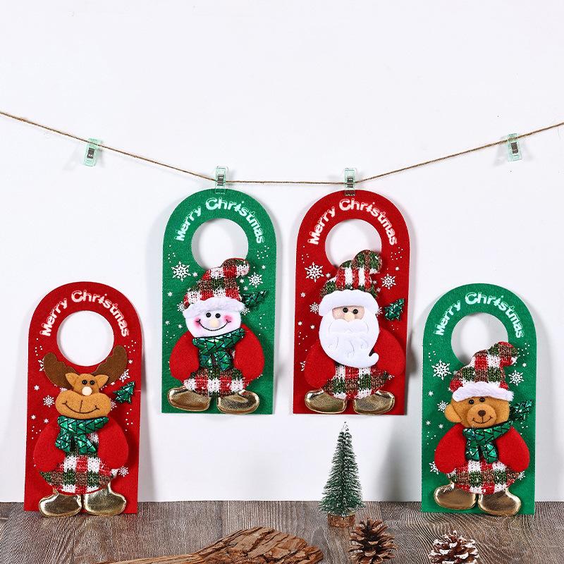 Christmas door handle decorations, cute indoor Christmas decorations, family hotel bedroom door decorations