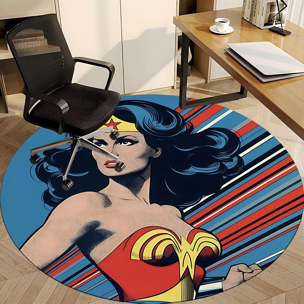 1 шт. Коврик Wonder Woman, Супергеройский офисный круглый ковер, Под офисные стулья, Спальня, Гостиная, Домашний декор, Декор комнаты, Доступен в различных размерах