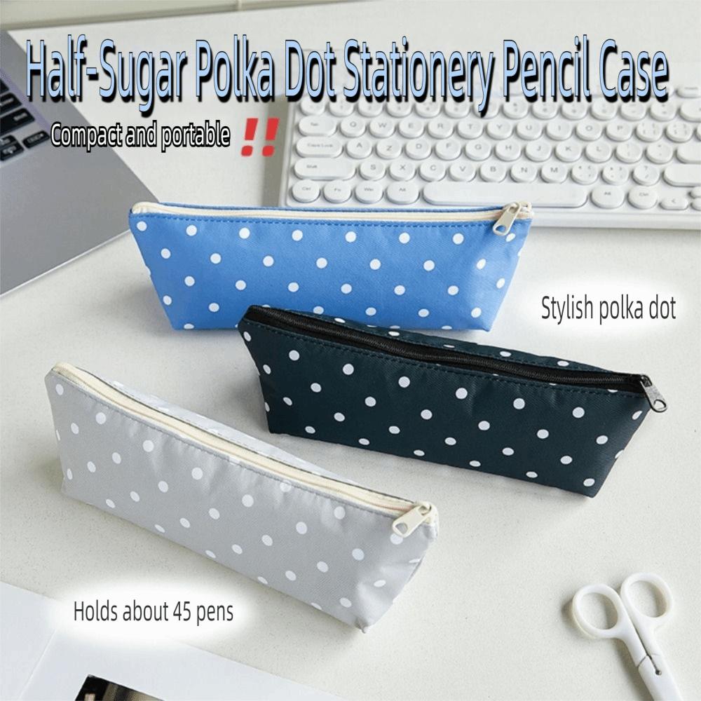 Polka Dot Pen Bags Large Capacity Stationery Bag New Makeup Pouch Office Supplies