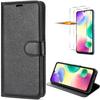 Wallet Case - E.F.CONNECTION - For Xiaomi Redmi 10A - Black Leather Effect - 2 Tempered Glasses Included - Semi-Rigid