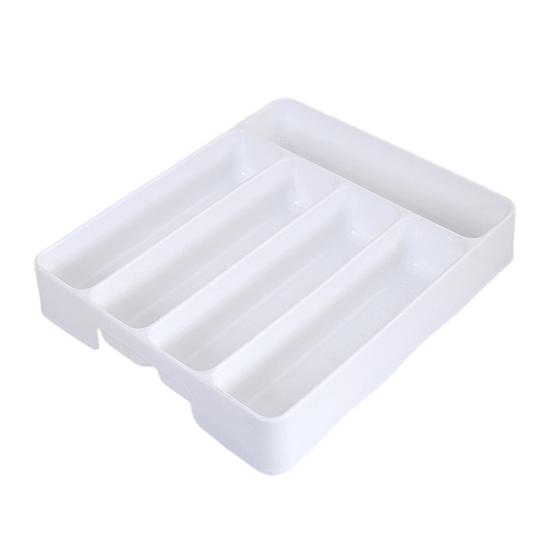 Storage Box 5-Compartment Utensil Organizer Convenient Durable Tableware Storage Tray for Kitchen Drawer