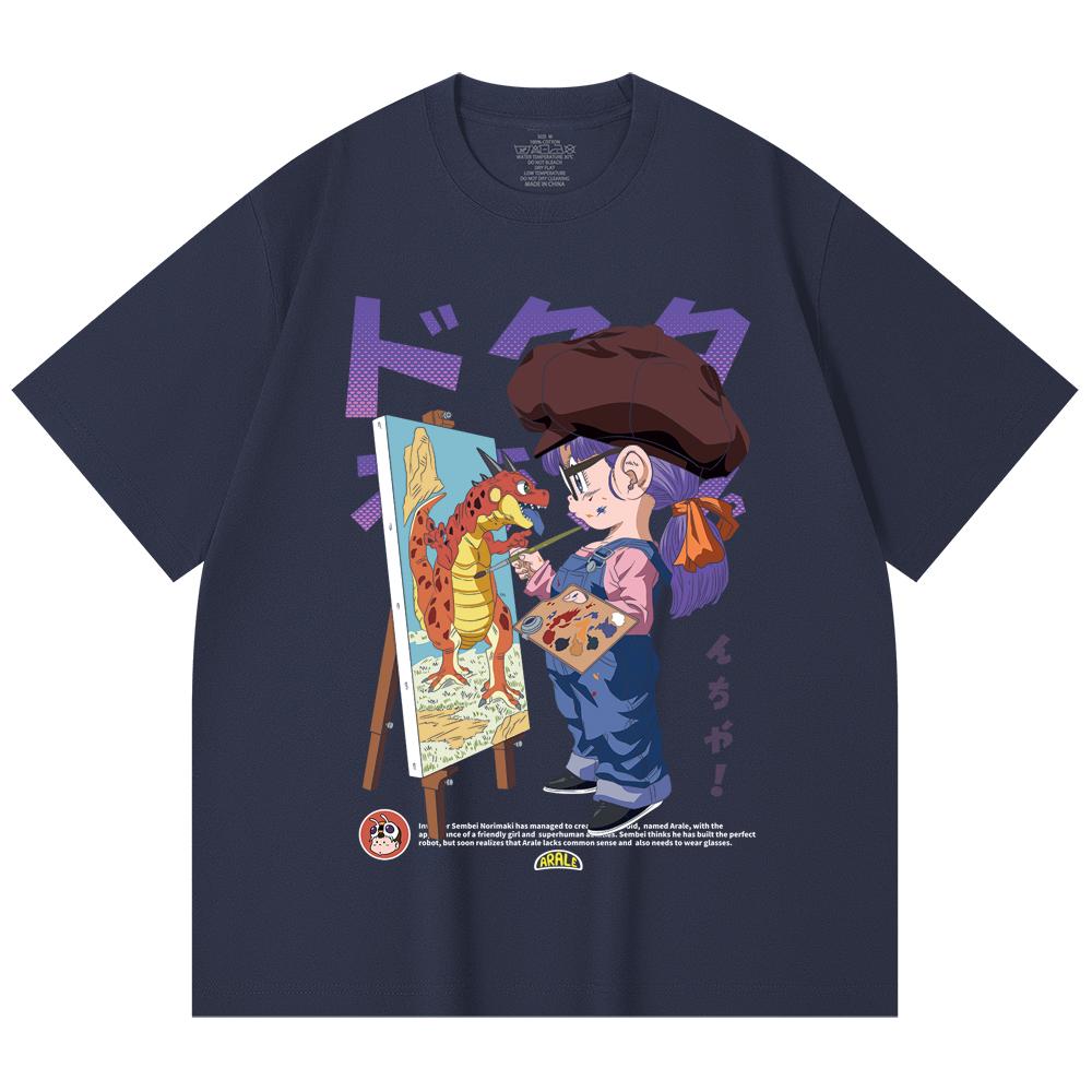 230 Gsm 100% Cotton Dragon Ball V10 Arale Print Unisex Heavy Cotton T Shirt