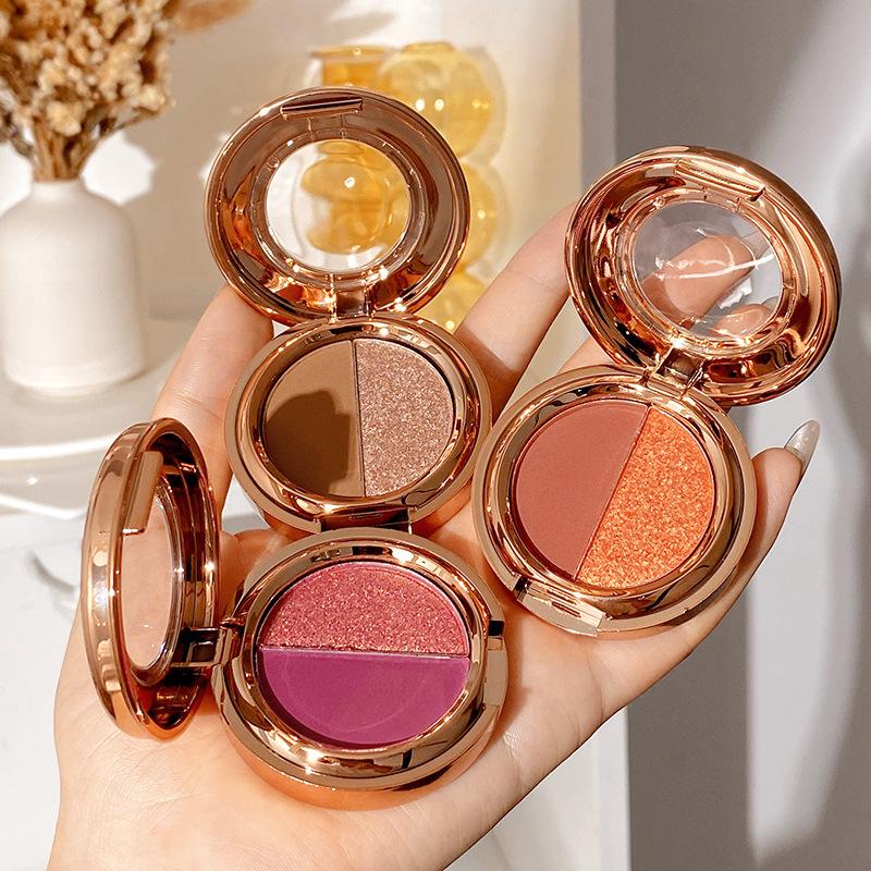 Fine Flash Double Color Eyeshadow Pearlescent Pumpkin Matte Glitter Earth Color Eyeshadow Plate Makeup Beauty Makeup