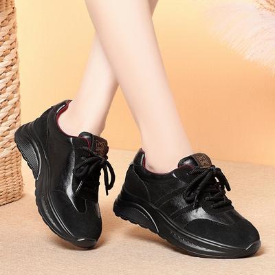 Модные удобные женские кроссовки на толстой подошве на шнуровке, весна-осень, новые, в стиле ретро, повседневные, модные, спортивные, папины кроссовки, обувь для мамы, с внутренней платформой