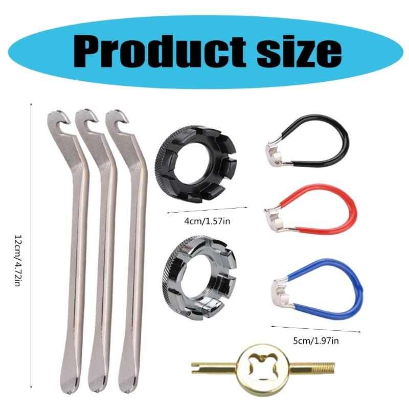 Набор инструментов для регулировки спиц велосипеда, ключ для спиц, рычаг для снятия шин, натяжитель спиц, ремонтный инструмент, карманный велосипедный инструмент, прочный