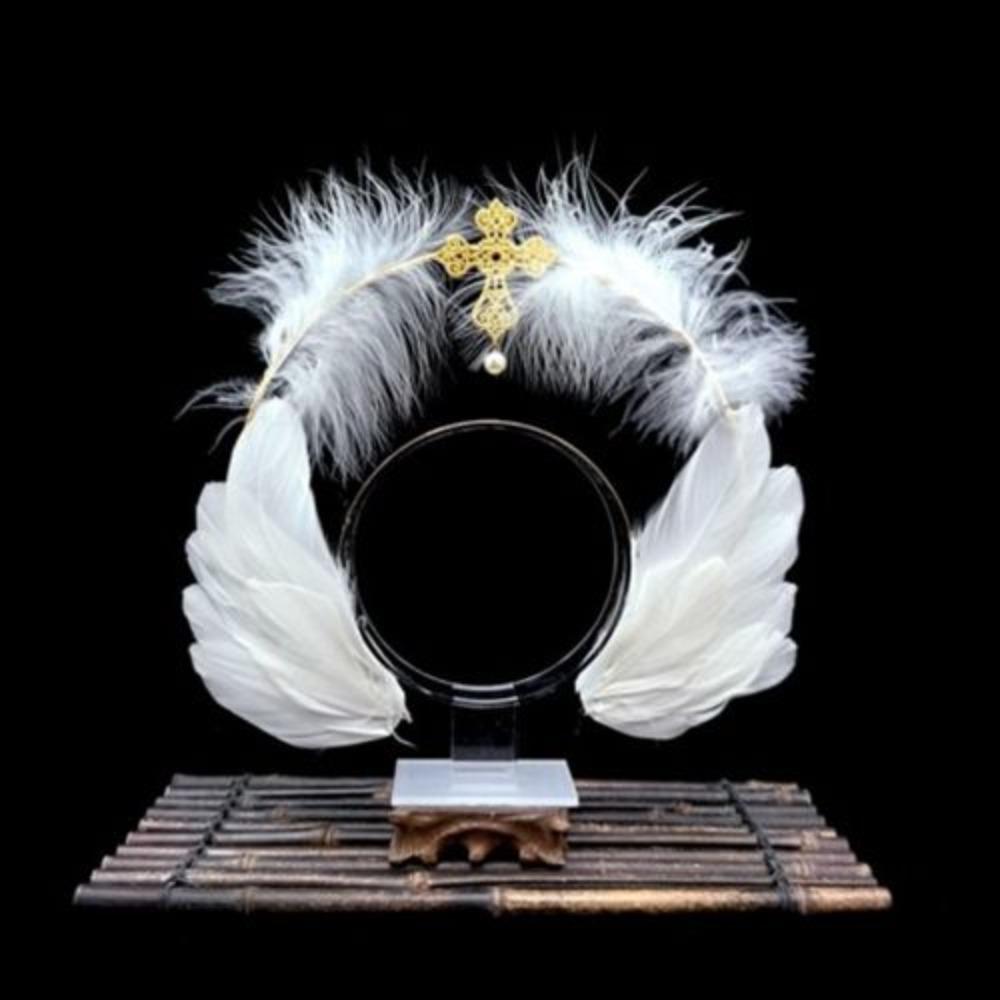 Dress Up Props Feather Halo Crown Headband Double Layer Wing Hair Hoop Christmas Party