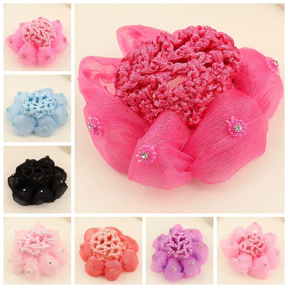 Блестящий детский пучок с сеткой бант балетный пучок снуд модная сетка для волос с цветком вечеринка